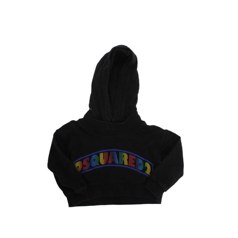 Dsquared2 Girls Long Sleeve V-neck Graphic Print Hoodie Black Size 4Y